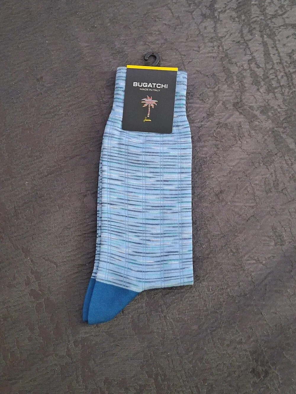 Bugatchi Light Blue & Royal Blue Striped Dress Socks
